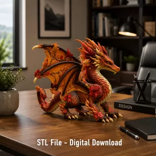 Autumn Ember Dragon STL File for 3D Print - Model thumbnail 1