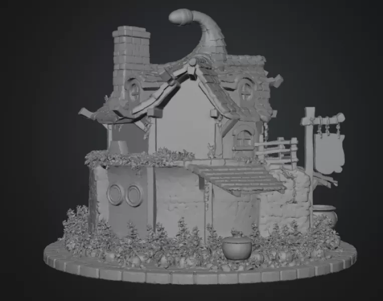 Lavender Witch Apothecary Cottage STL File for 3D Print - Model preview 15