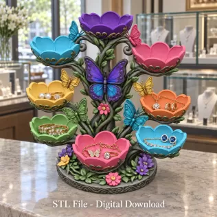 Butterfly Flower Bowl Organizer STL File for 3D Print - Model thumbnail 5