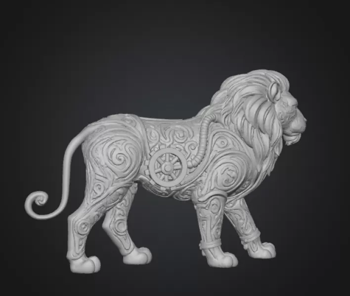 Ornate Lion Statue (High Detail) - Model preview 4
