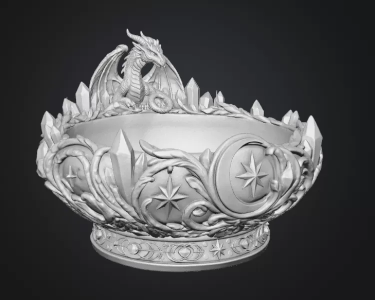 Celestial Crystal Dragon Bowl STL File for 3D Print - Model preview 18