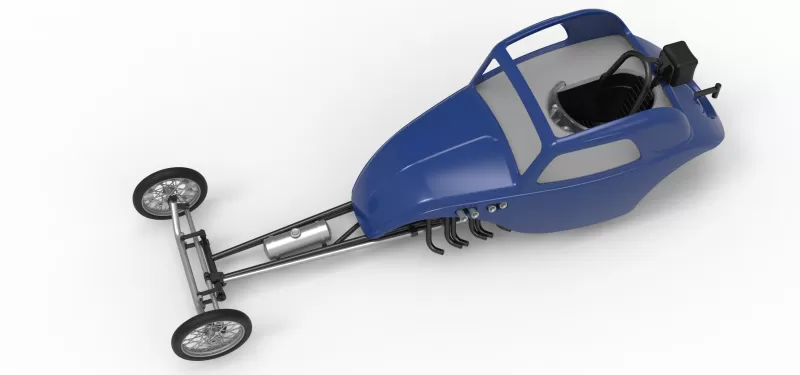Front engine old school dragster with shell V13 Scale 1:25 - Model preview 4