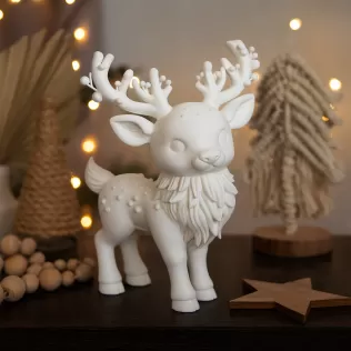Magic Christmas Deer Figure | Cute Reindeer Sculpture | Holiday - Model thumbnail 1