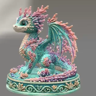Coral Reef Baby Dragon STL for 3D Print - Model thumbnail 4
