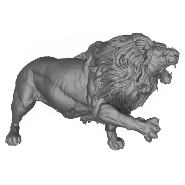 3D Printable Lion Attack Pose Statue - Model preview 6