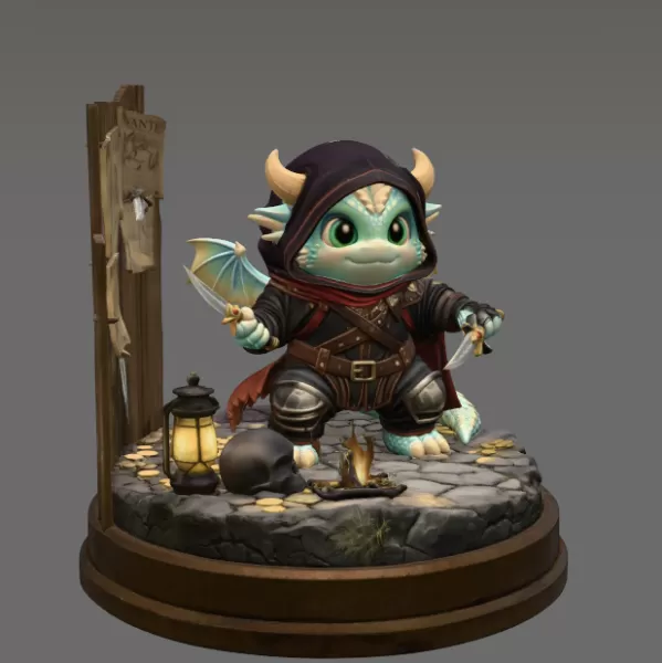 Fantasy Assassin Dragon STL File for 3D Printing - Model preview 5
