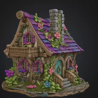 Enchanted Bloom Cottage STL File for 3D Printing - Model thumbnail 3