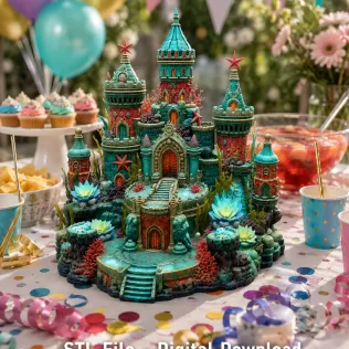 Coral Kingdom Fantasy Castle STL File for 3D Print - Model thumbnail 2