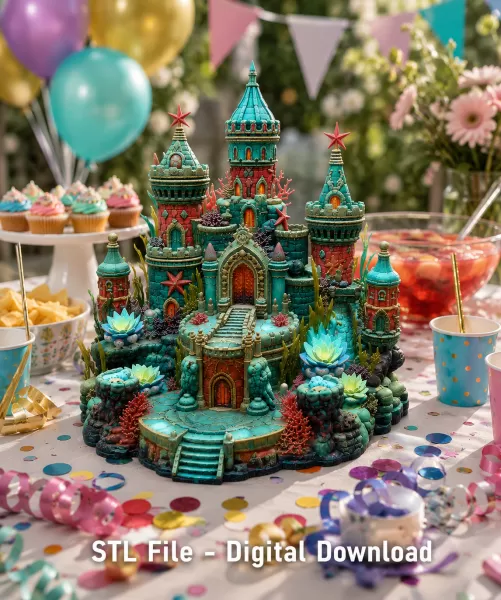 Coral Kingdom Fantasy Castle STL File for 3D Print - Model preview 2