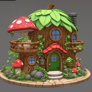 Enchanted Tree House Cottage STL File for 3D Print - Model thumbnail 6