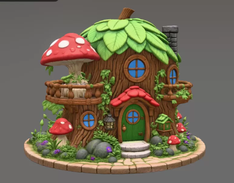 Enchanted Tree House Cottage STL File for 3D Print - Model preview 6