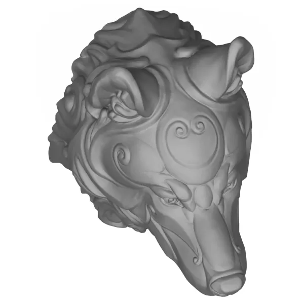 3D Printable Wild Wolf Head Statue - Model preview 3