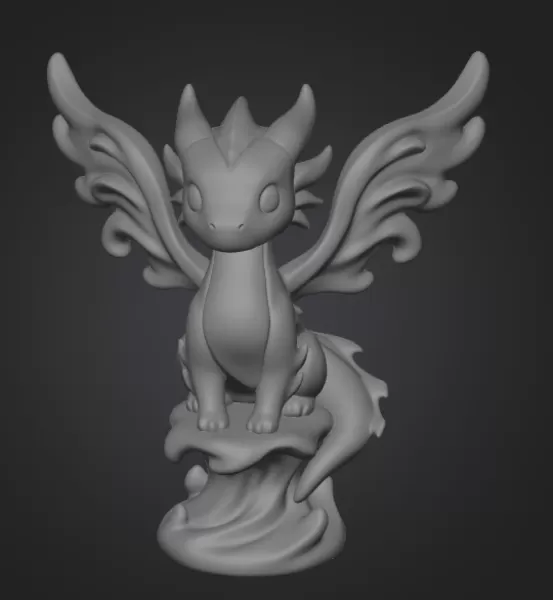 Water Dragon – STL File 3D Printable Fantasy Dragon Figurine - Model preview 9
