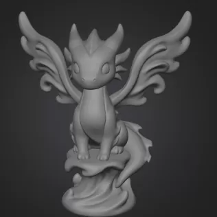 Water Dragon – STL File 3D Printable Fantasy Dragon Figurine - Model thumbnail 9