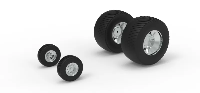 Wheel set of Pro Stock Pulling Tractor Version 3 Scale 1:25 - Model preview 1