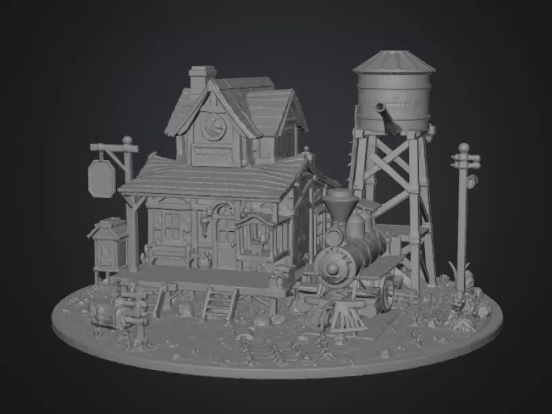 Pinewood Junction Railway Station STL File for 3D Print - Model preview 11