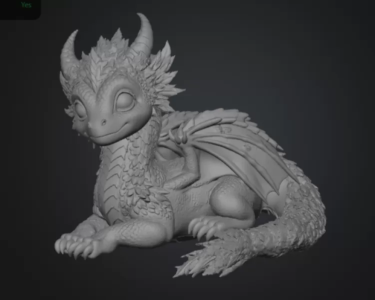 Blossom Guardian Dragon STL File for 3D Print - Model preview 11