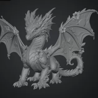 Summer Bloom Dragon STL File for 3D Print - Model thumbnail 12