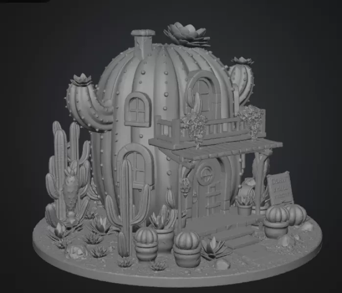 Cactus Cottage House STL File for 3D Print - Model preview 17