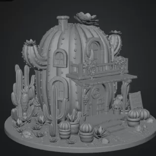 Cactus Cottage House STL File for 3D Print