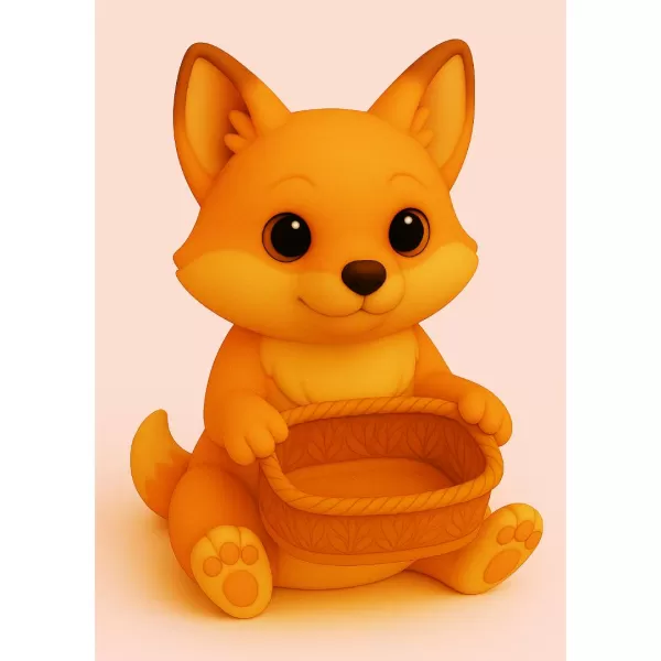Fox Holding a Gift Basket - Model preview 1