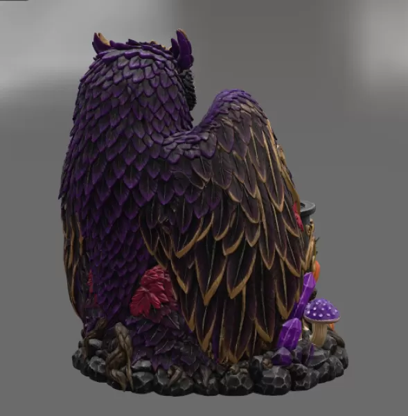 Mystic Halloween Owl Bowl STL File for 3D Print - Model preview 11