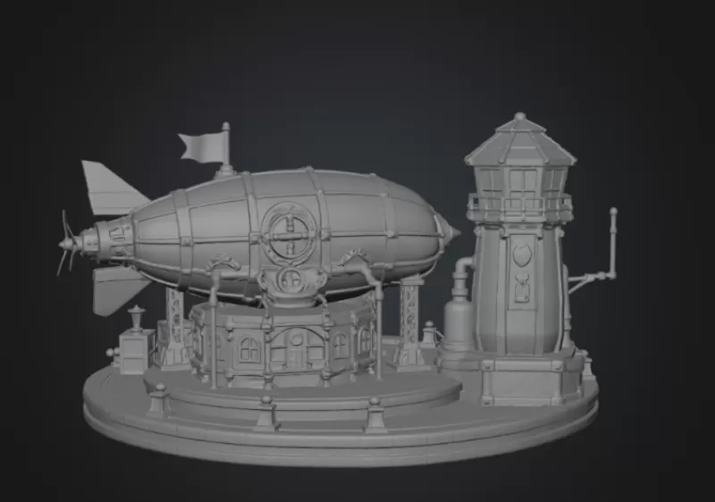 Steampunk Airship Station STL File for 3D Print - Model preview 15