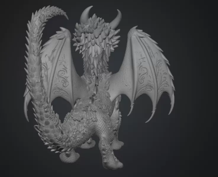 Azure Blossom Dragon STL File for 3D Print - Model preview 13