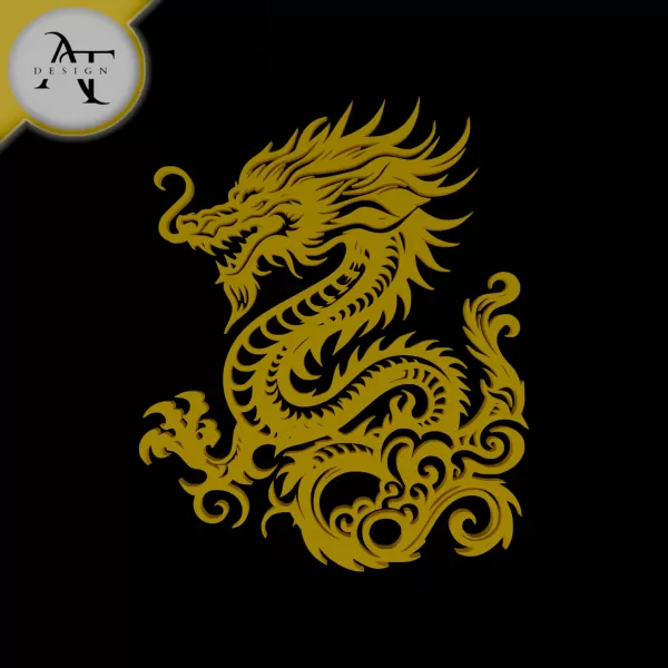 Dragon - Silhouette - 2D Wall Art Decor - Model preview 1