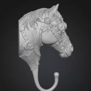 ✅ STL File Description – Steampunk Horse Wall Hook - Model thumbnail 5