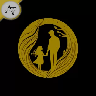 Dad and daughter - Silhouette - 2D Wall Art Decor