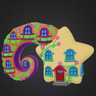 Fantasy Star House Magical Spiral Bookend STL File 3D Printable - Model thumbnail 6