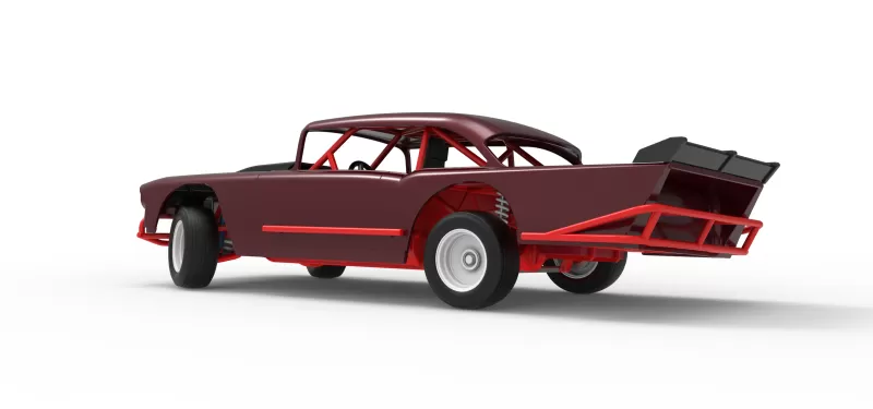 Vintage Dirt Modified stock car V9 while turning Scale 1:25 - Model preview 13