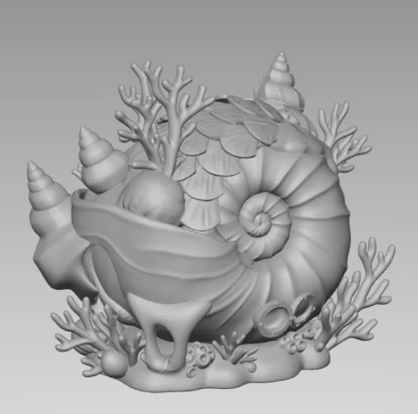 Ocean Shell House – STL File for 3D Printing - Model preview 6
