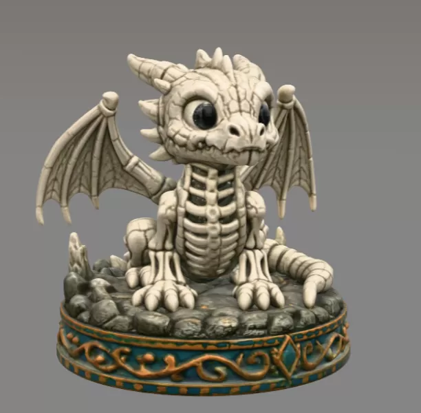 Baby Skeleton Dragon STL File for 3D Print - Model preview 7