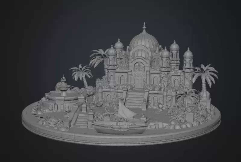 Azure Oasis Palace STL File for 3D Print - Model preview 12