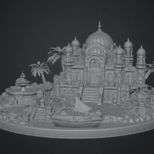Azure Oasis Palace STL File for 3D Print - Model thumbnail 12