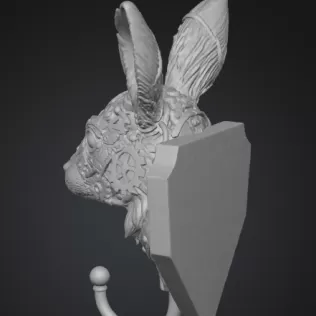 Steampunk Rabbit Wall Hook – 3D Printable STL - Model thumbnail 4