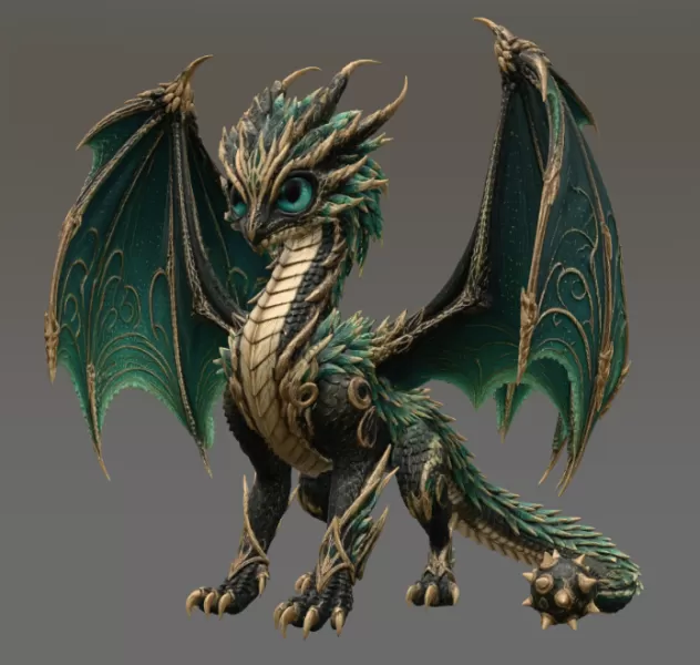 Emerald Crown Dragon STL File for 3D Print - Model preview 6