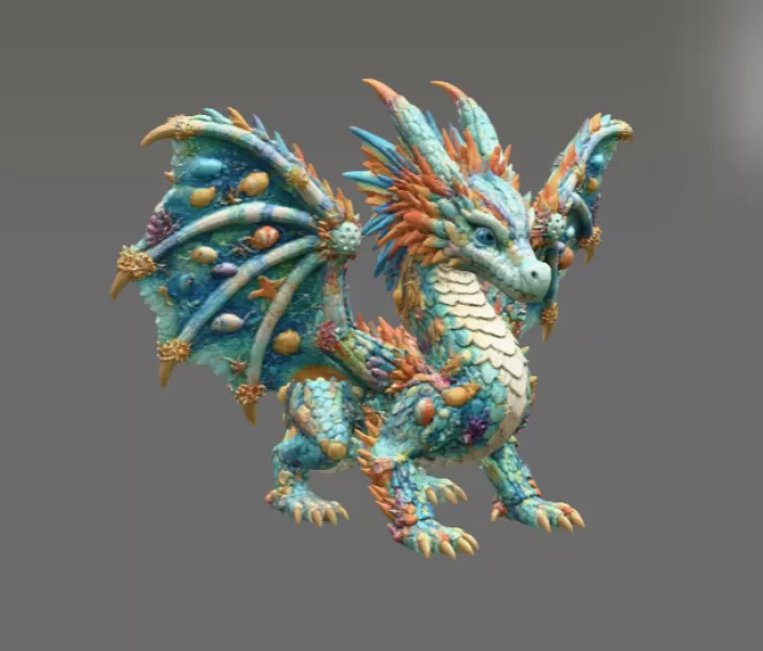 Ocean Bloom Dragon STL File for 3D Print - Model preview 10