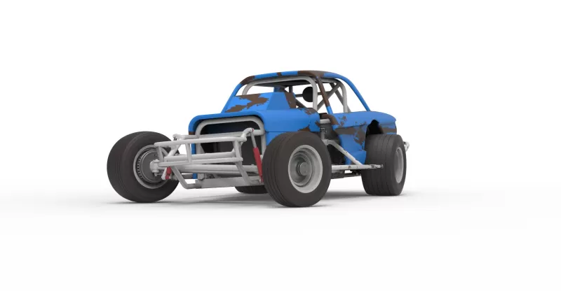 Vintage Dirt Modified stock car V10 while turning Scale 1:25 - Model preview 6