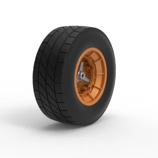 Wheel of Vintage Dirt race car V7 Scale 1:25 - Model thumbnail 2