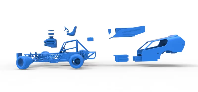Vintage Dirt Modified stock car Version 4 while turning 1:25 - Model preview 29