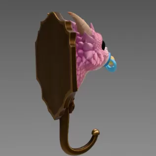 Baby Dragon Wall Hook STL File for 3D Printing - Model thumbnail 6