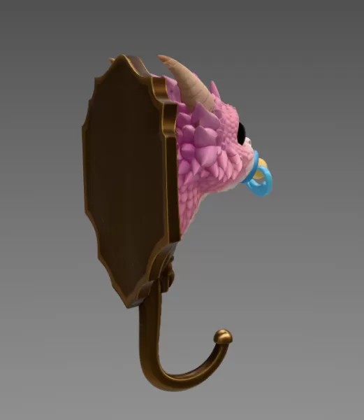Baby Dragon Wall Hook STL File for 3D Printing - Model preview 6