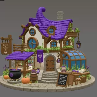 Lavender Witch Apothecary Cottage STL File for 3D Print - Model thumbnail 7