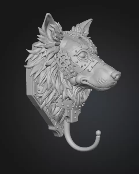 🐾 Steampunk Collie Dog Wall Hook – STL File Description - Model preview 5