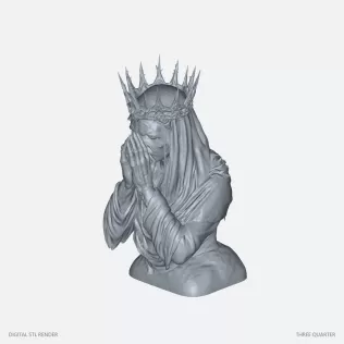 Praying Crowned Gothic Bust - STL - Model thumbnail 2