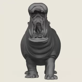 Hippopotamus Print Ready 3D Model - Model thumbnail 2