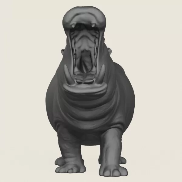 Hippopotamus Print Ready 3D Model - Model preview 2